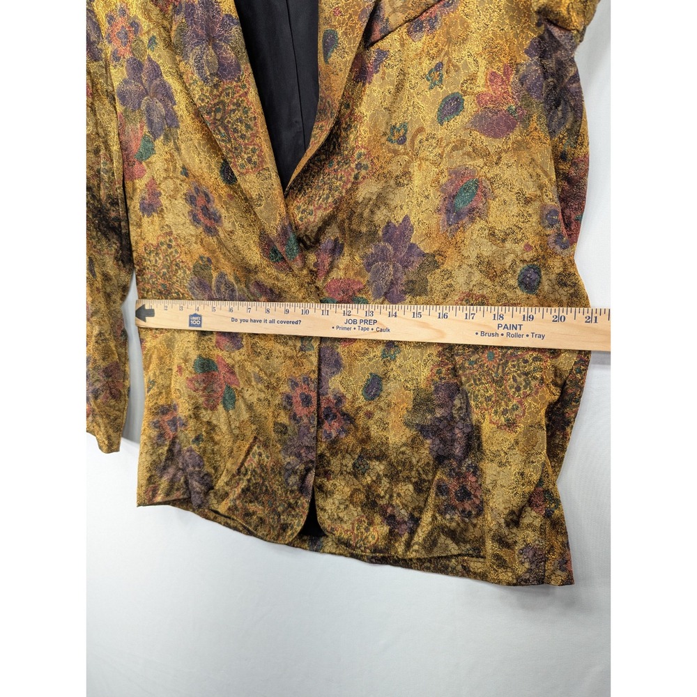 Michael & Company Vintage Gold Floral Metallic Brocade Blazer Jacket XL Tapestry - Picture 7 of 11